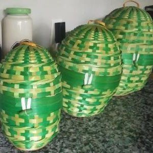 3 Green Nesting Egg Shaped Basket